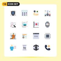 Set of 16 Vector Flat Colors on Grid for research magnify medical setting idea Editable Pack of Creative Vector Design Elements