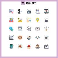 Pictogram Set of 25 Simple Flat Colors of marketplace computer photo customer retention customer Editable Vector Design Elements