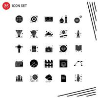 Pack of 25 Modern Solid Glyphs Signs and Symbols for Web Print Media such as cock winter type wheel problem Editable Vector Design Elements