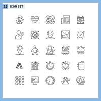 Modern Set of 25 Lines and symbols such as ecommerce read report office article Editable Vector Design Elements