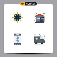 4 User Interface Flat Icon Pack of modern Signs and Symbols of target bluetooth success costs mobile Editable Vector Design Elements