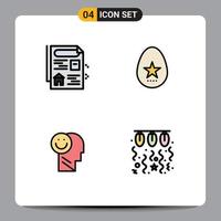 Mobile Interface Filledline Flat Color Set of 4 Pictograms of document human egg spring optimism Editable Vector Design Elements