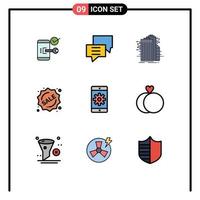 Set of 9 Modern UI Icons Symbols Signs for label internet customer connected technology Editable Vector Design Elements