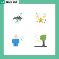 Pack of 4 creative Flat Icons of rocks body nature decoration human Editable Vector Design Elements