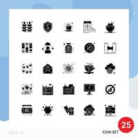 Solid Glyph Pack of 25 Universal Symbols of help communication intelligent click tea Editable Vector Design Elements