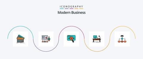 paquete de iconos de 5 planos llenos de línea de negocios moderna que incluye datos. analítico. analítica. investigar. gente vector