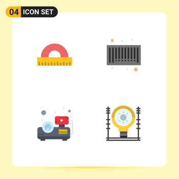 Pack of 4 creative Flat Icons of design projector geometry code energy Editable Vector Design Elements