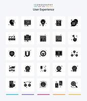 Creative User Experience 25 Glyph Solid Black icon pack  Such As bubble. chat. bulb. pie. chart vector