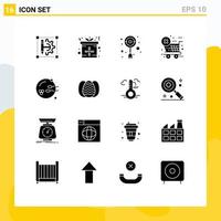16 Thematic Vector Solid Glyphs and Editable Symbols of procreation store gift ecommerce ornament Editable Vector Design Elements