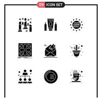 Pictogram Set of 9 Simple Solid Glyphs of advertising matrix gdpr network data Editable Vector Design Elements