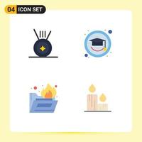 Pictogram Set of 4 Simple Flat Icons of medal fire graduation folder antivirus nature Editable Vector Design Elements