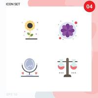 Pack of 4 Modern Flat Icons Signs and Symbols for Web Print Media such as farming furniture sunflower sun chemical laboratory Editable Vector Design Elements