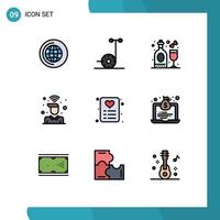 Mobile Interface Filledline Flat Color Set of 9 Pictograms of card shopping party wifi signal Editable Vector Design Elements