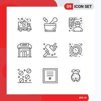 9 Creative Icons Modern Signs and Symbols of shop education architecture business worker Editable Vector Design Elements