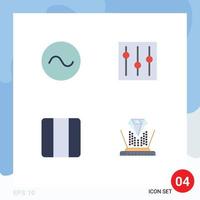 Pack of 4 creative Flat Icons of sine grid basic setting layout Editable Vector Design Elements