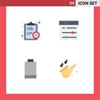 Pack of 4 Modern Flat Icons Signs and Symbols for Web Print Media such as clock electric estimate settings instrument Editable Vector Design Elements