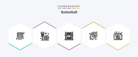 paquete de íconos de 25 líneas de baloncesto que incluye nba. baloncesto. deporte. bola. jugador vector