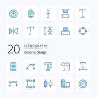 paquete de iconos de color azul de 20 diseños como fuente de anclaje de escritura bezier de ruta vector