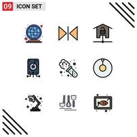 Universal Icon Symbols Group of 9 Modern Filledline Flat Colors of chemistry server home file backup Editable Vector Design Elements