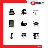 Modern Set of 9 Solid Glyphs and symbols such as notebook business break book job Editable Vector Design Elements