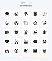 Creative Save The World 25 Glyph Solid Black icon pack  Such As air. stations. ecology. electric. car vector