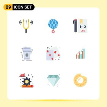 paquete de 9 colores planos creativos de productos de café desarrollo de internet css elementos de diseño vectorial editables vector