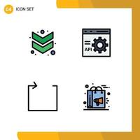 4 Universal Filledline Flat Colors Set for Web and Mobile Applications arrow loop browser development bag Editable Vector Design Elements