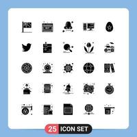 Editable Vector Line Pack of 25 Simple Solid Glyphs of workstation desktop web computer nose Editable Vector Design Elements