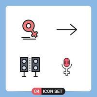 Universal Icon Symbols Group of 4 Modern Filledline Flat Colors of female speaker mom devices microphone Editable Vector Design Elements