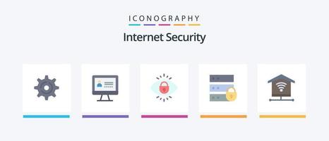 paquete de iconos de 5 planos de seguridad de Internet que incluye . Internet. seguridad. seguridad. seguridad de Internet. diseño de iconos creativos vector