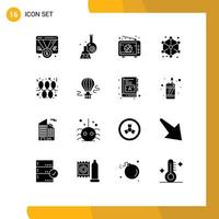 Universal Icon Symbols Group of 16 Modern Solid Glyphs of cube cube tube tv live Editable Vector Design Elements