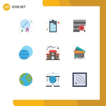 conjunto de 9 colores planos vectoriales en cuadrícula para construir elementos de diseño vectorial editables de gráficos de ciencia analítica espacial vector
