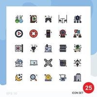 Universal Icon Symbols Group of 25 Modern Filled line Flat Colors of server configure controller setting interior Editable Vector Design Elements