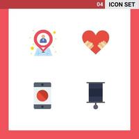 4 Flat Icon concept for Websites Mobile and Apps employee device location love error Editable Vector Design Elements