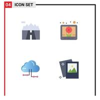 Flat Icon Pack of 4 Universal Symbols of landscape computing road pictures gallery Editable Vector Design Elements