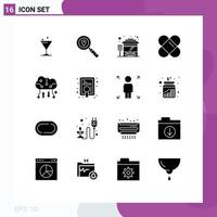 Group of 16 Modern Solid Glyphs Set for award online backup stop cloud storage cloud backup Editable Vector Design Elements