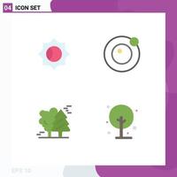 4 Universal Flat Icons Set for Web and Mobile Applications basic pine trees moon alpine farm Editable Vector Design Elements