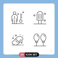 Set of 4 Modern UI Icons Symbols Signs for employee education key dessert beach Editable Vector Design Elements