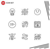 Pack of 9 creative Outlines of help power emotion feminism forward Editable Vector Design Elements