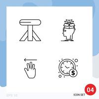 4 Creative Icons Modern Signs and Symbols of dining hand cursor data knowledge left Editable Vector Design Elements