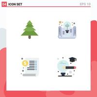 Set of 4 Commercial Flat Icons pack for forest file creative form dollar Editable Vector Design Elements