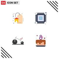 Universal Icon Symbols Group of 4 Modern Flat Icons of discount bicycle chip encryption cake party Editable Vector Design Elements