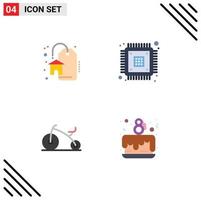 Universal Icon Symbols Group of 4 Modern Flat Icons of discount bicycle chip encryption cake party Editable Vector Design Elements