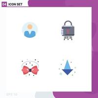 Editable Vector Line Pack of 4 Simple Flat Icons of personal birthday user lock christmas Editable Vector Design Elements