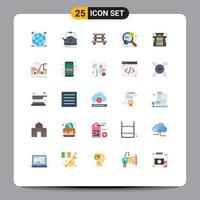 25 Thematic Vector Flat Colors and Editable Symbols of building success bench seo sitting Editable Vector Design Elements