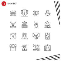 Group of 16 Outlines Signs and Symbols for emblem tie card suit heart Editable Vector Design Elements