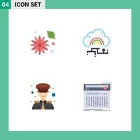 Universal Icon Symbols Group of 4 Modern Flat Icons of flower captain nature link captain Editable Vector Design Elements