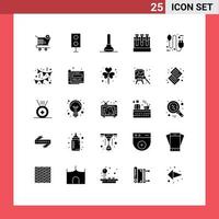 Pictogram Set of 25 Simple Solid Glyphs of concept education technology test lab Editable Vector Design Elements