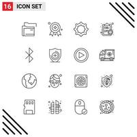 Outline Pack of 16 Universal Symbols of healthcare signal tether connection estimate Editable Vector Design Elements