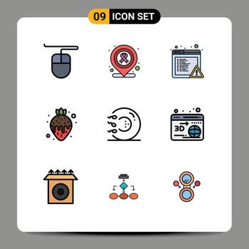 Pictogram Set of 9 Simple Filledline Flat Colors of web health dessert form sperm Editable Vector Design Elements